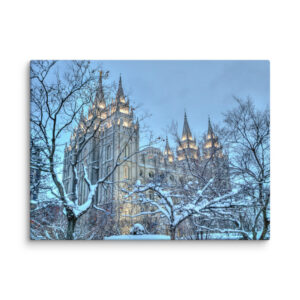 Through the Frosted Boughs | Salt Lake City Utah Temple Canvas