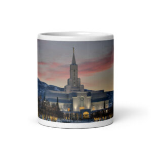 Pink Skies and Tree Lights | Bountiful Utah Temple Mug
