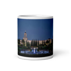 Courtyard Fountain Glow | Newport Beach California Temple Mug